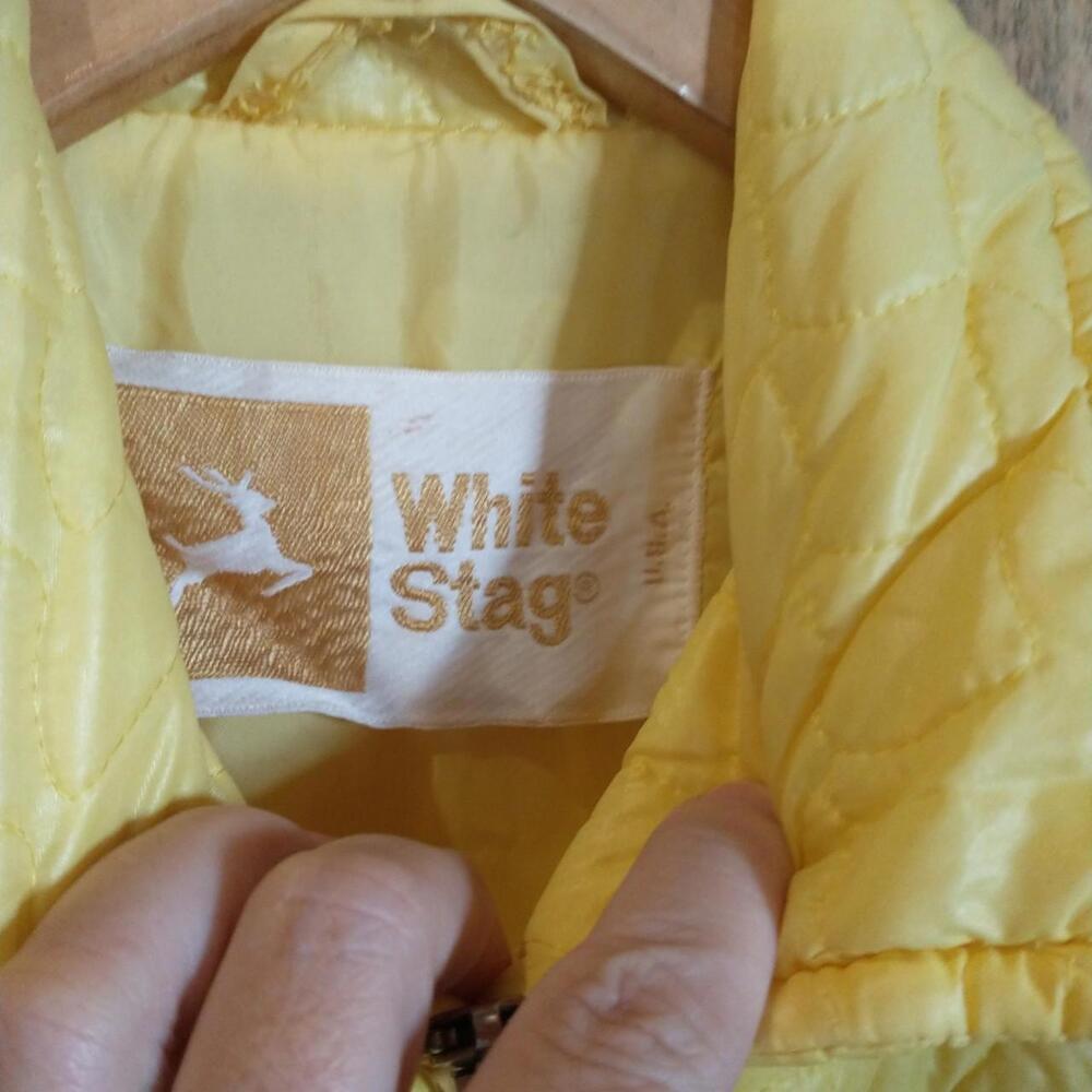 70s White Stag Quilted Jacket Yellow Size Large Full Zip USA Made Vintage